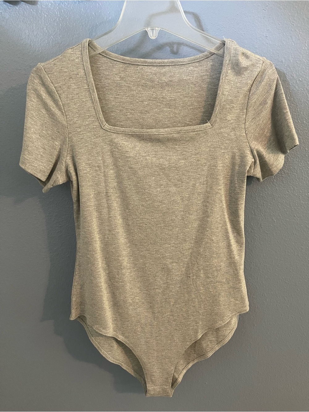 Women's Square Neck Short Sleeve Bodysuit - Gray